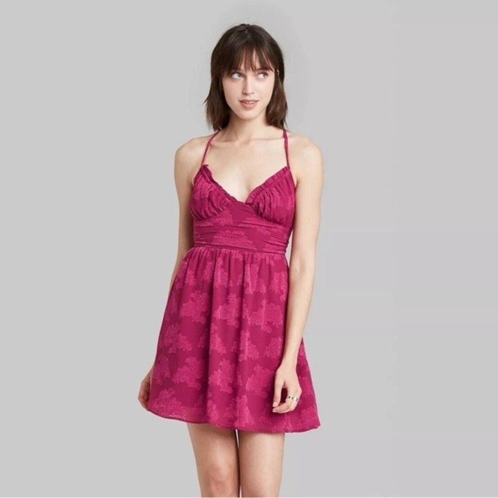 Wild Fable Floral Jewel Tone Strappy Open Back Boho Fairy Summer Mini Dress